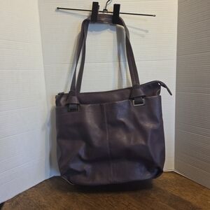 Laura Deep Purple Faux Leather Tote Shoulder Bag